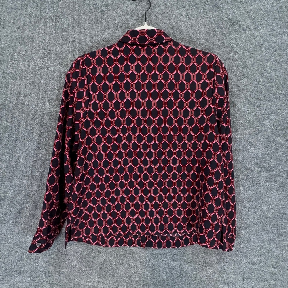 J. Jill Blouse Women XS Blue Pink Geometric Wearever Petite Button Up Blouse NEW - Picture 10 of 11